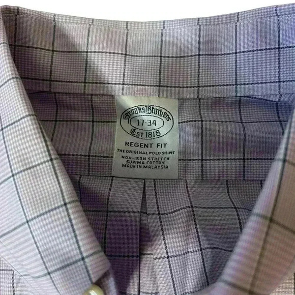 Brooks Brothers Men's Purple Regent Original Polo Button Up Shirt Non-Iron 17-34 - Picture 3 of 6